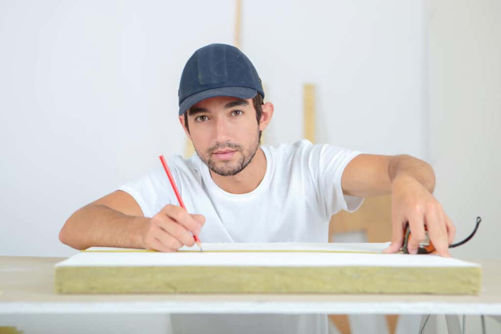 man working on DIY insulation work