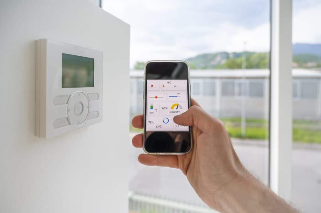 AC temperature and humidity control via phone app in a smart home