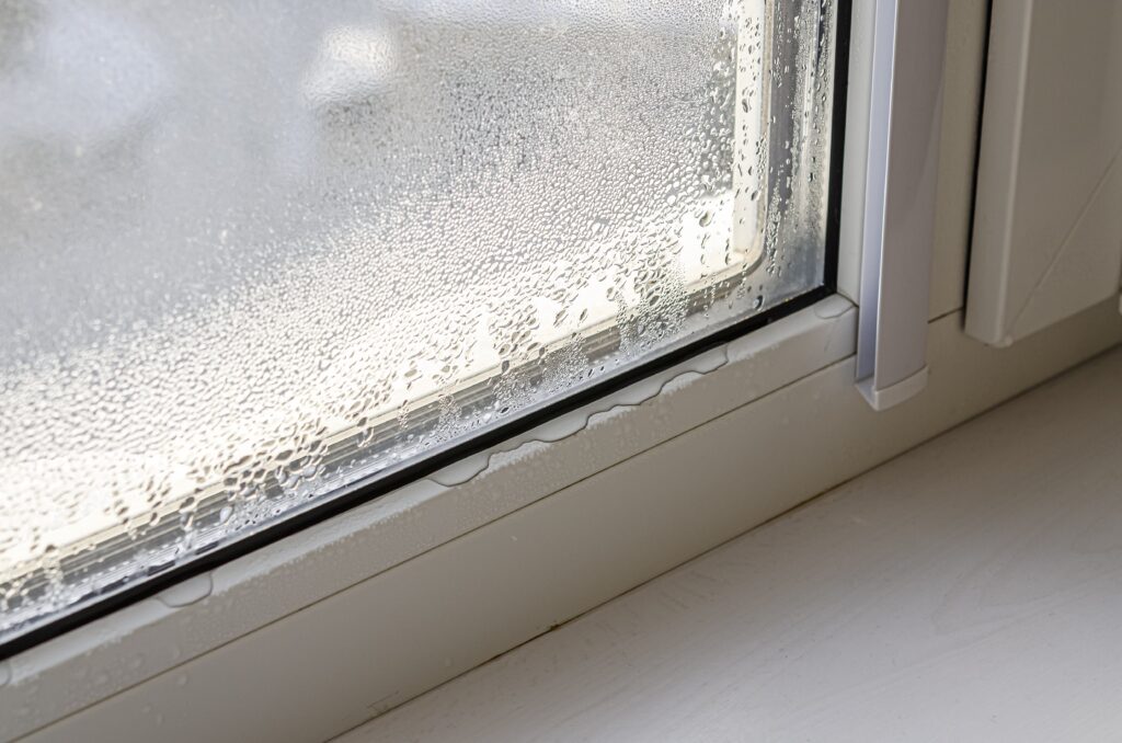 drop of condensate on home windows due to high humidity levels